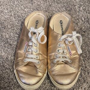 Superga Shiny Rose Gold Sneakers with White Laces